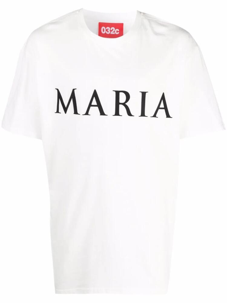 032c Maria slogan-print organic cotton T-shirt - Neutrals Cover