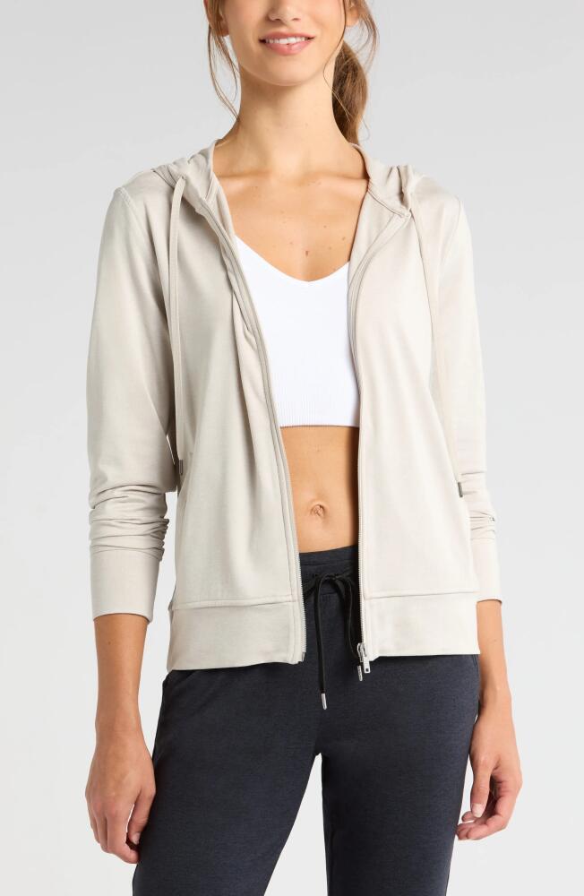 Zella Restore Soft Zip-Up Hoodie in Grey Moonbeam Cover