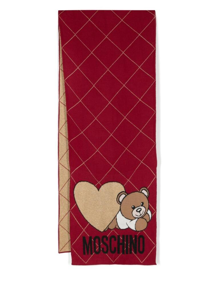 Moschino Teddy Bear-jacquard scarf - Red Cover