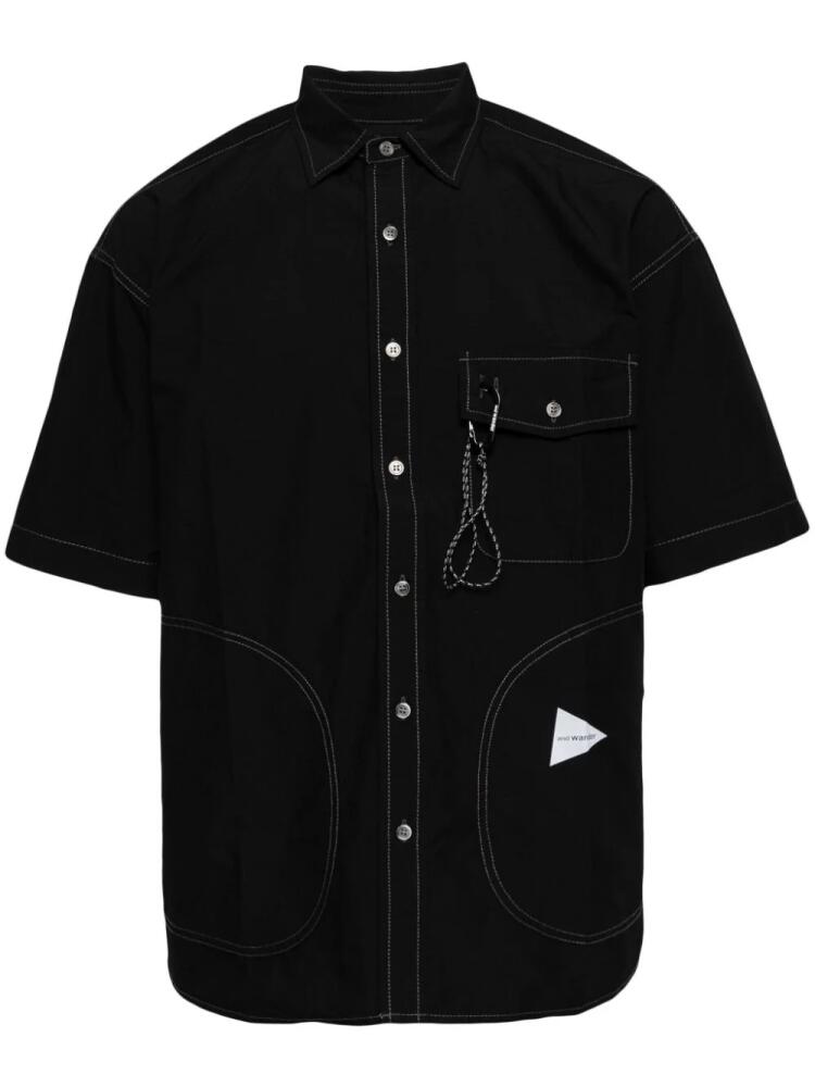 and Wander logo-patch cotton-blend shirt - Black Cover