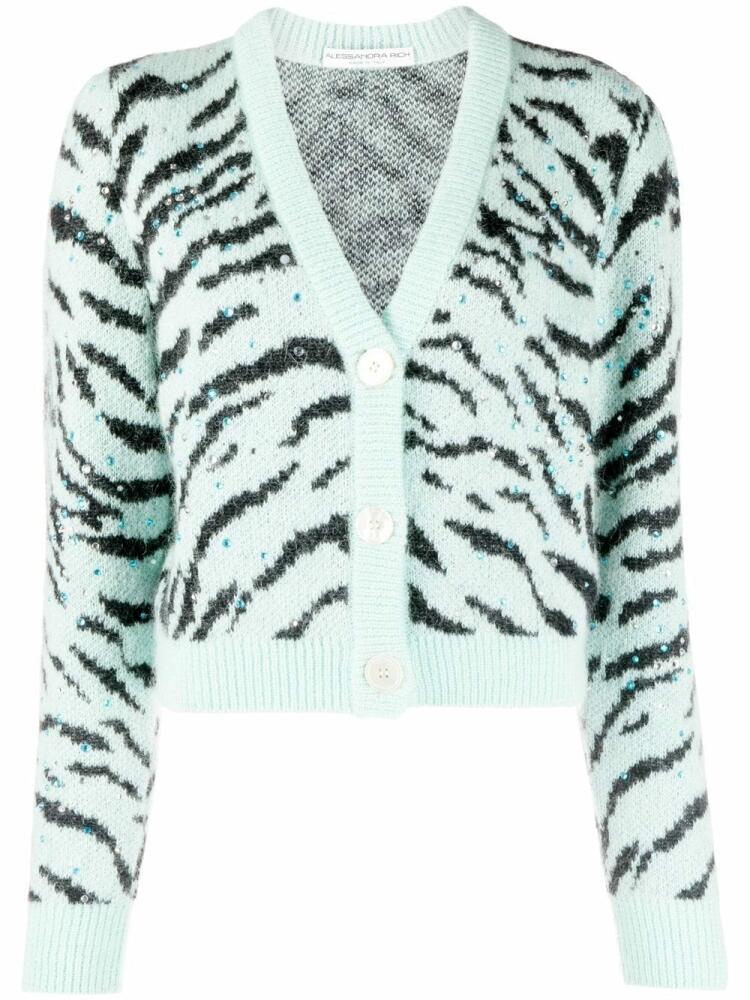 Alessandra Rich zebra-print V-neck cardigan - Green Cover