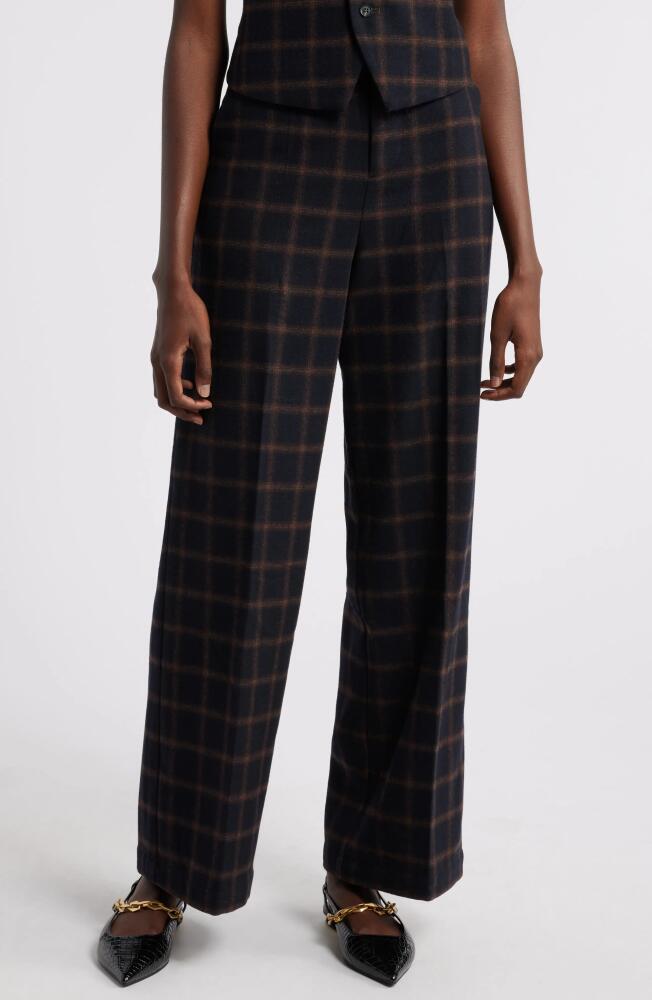 Wyeth Elliot Windowpane Check Wide Leg Pants in Black/brown Cover