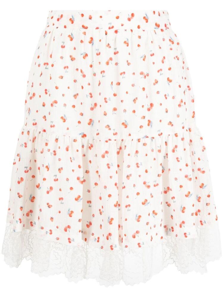 See by Chloé cherry pattern ruched skirt - White Cover