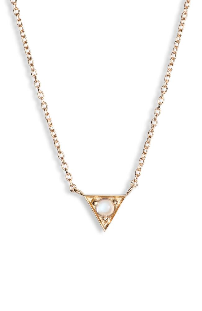 Anzie Cleo Moonstone Triangle Pendant Necklace in Gold/Blue Moonstone Cover