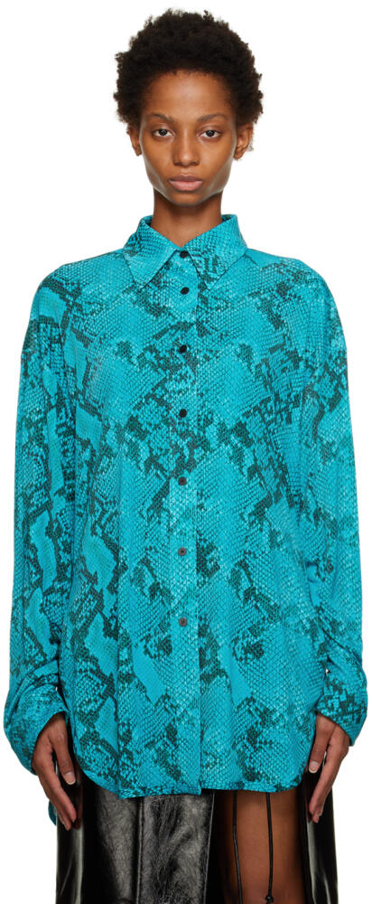 Atlein Blue Snake Print Shirt Cover