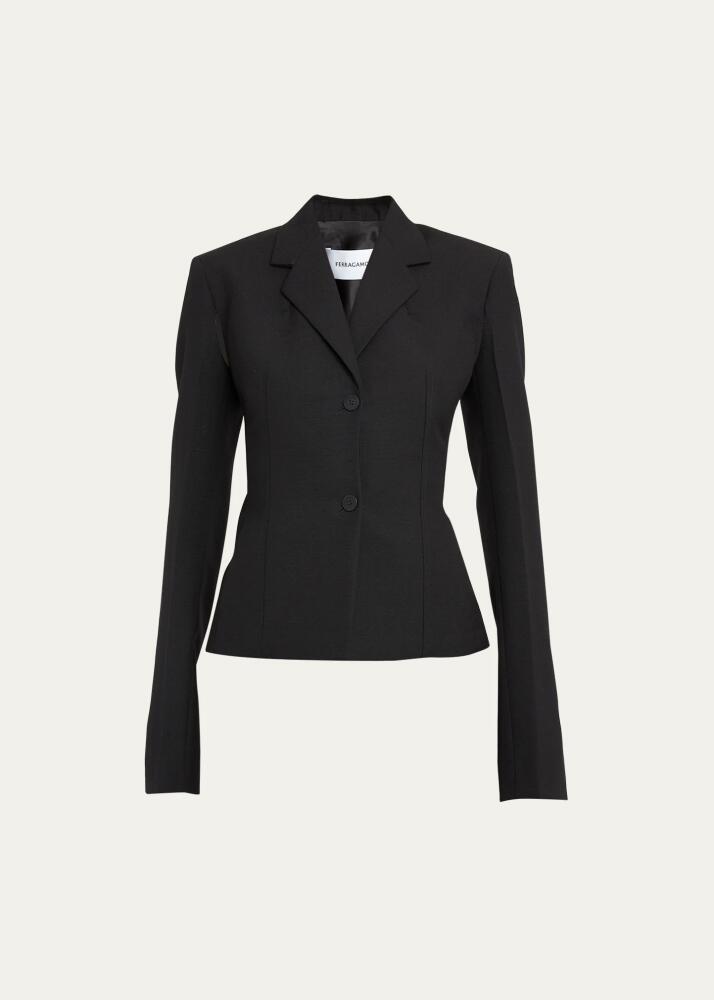 Ferragamo Wool Blazer Jacket with Cape Sleeves Cover