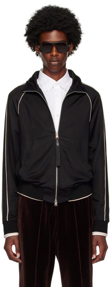 TOM FORD Black Piping Zip Sweatshirt Cover