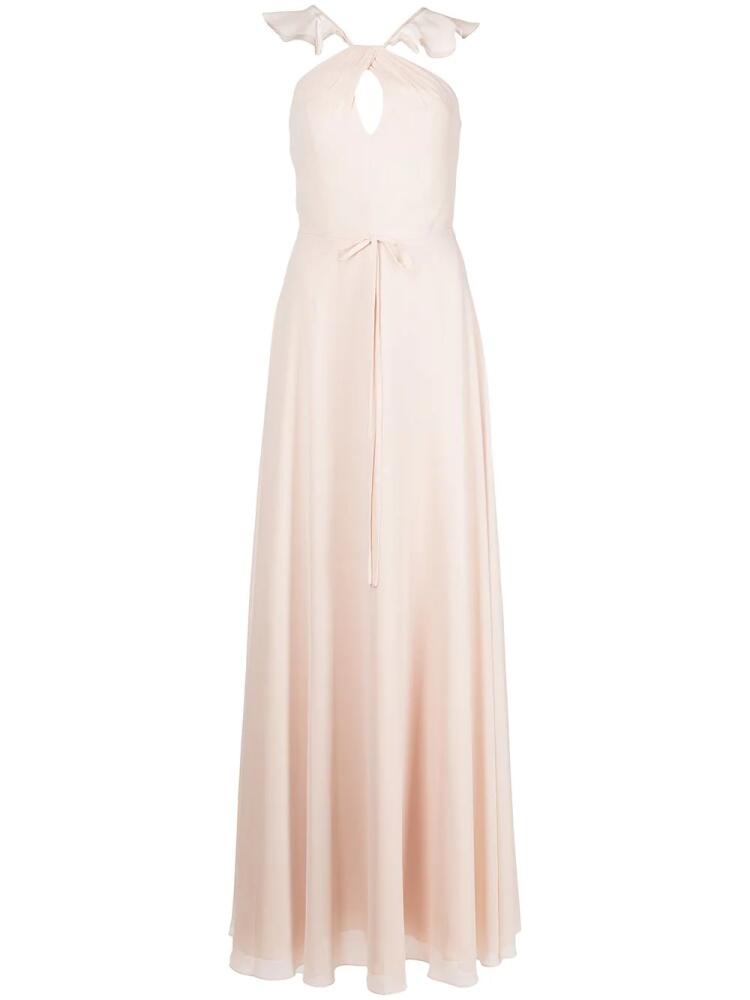 Marchesa Notte Bridesmaids ruffle halter-neck gown - Pink Cover