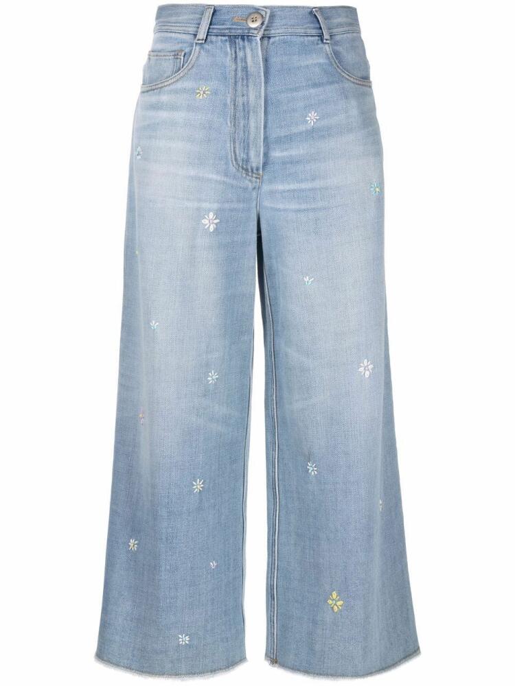 Forte Forte floral-embroidered wide-leg jeans - Blue Cover