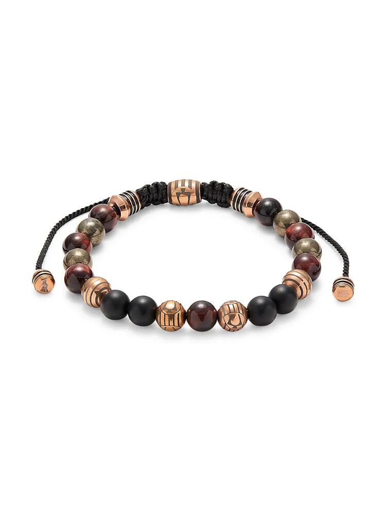 Esquire Men's IP Rose Goldtone Stainless Steel, Black Onyx & Hematite Beaded Bracelet Cover