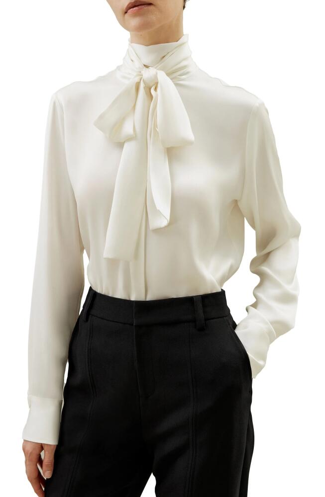 Lilysilk Silk Turtleneck Ribbon Blouse in Natural White Cover