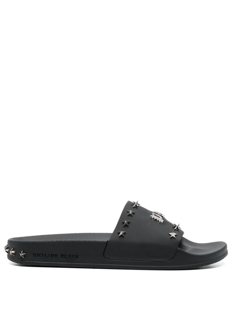 Philipp Plein Gothic Plein studded slides - Black Cover