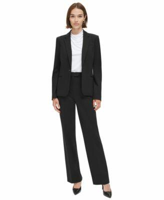 Calvin Klein Womens One Button Blazer High Rise Pants Cover