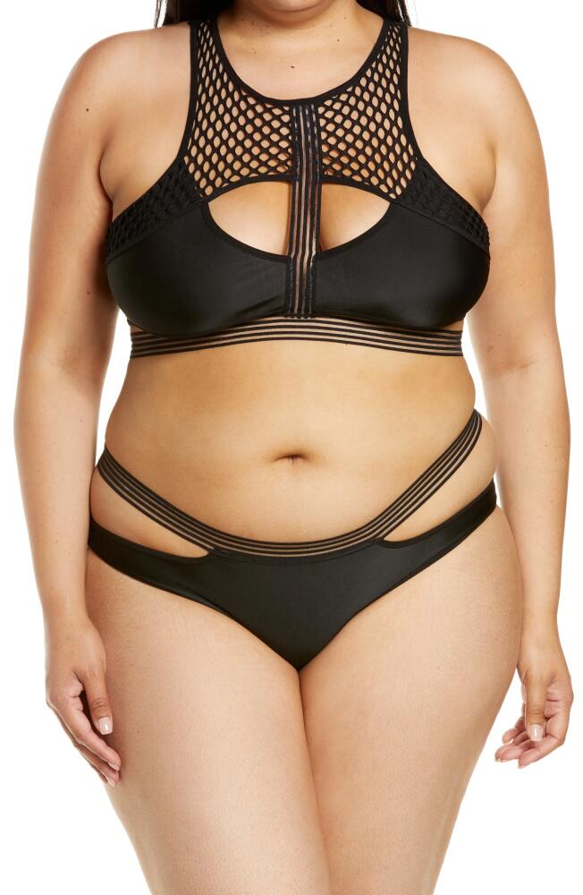 Coquette Mesh & Strap Detail Bra & Briefs Set in Black Cover