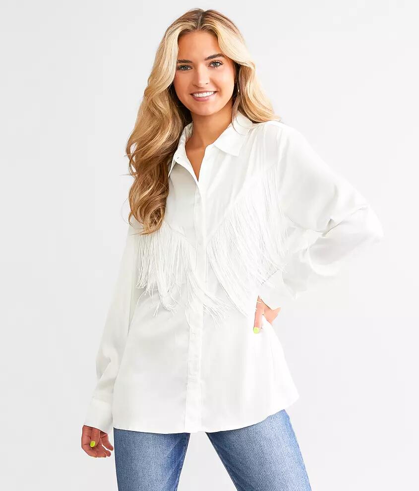 Blue B Western Satin Fringe Blouse Cover