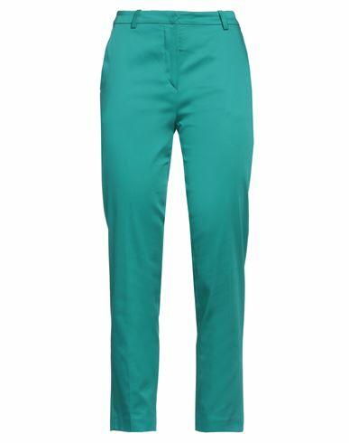 Emma & Gaia Woman Pants Emerald green Cotton, Elastane Cover