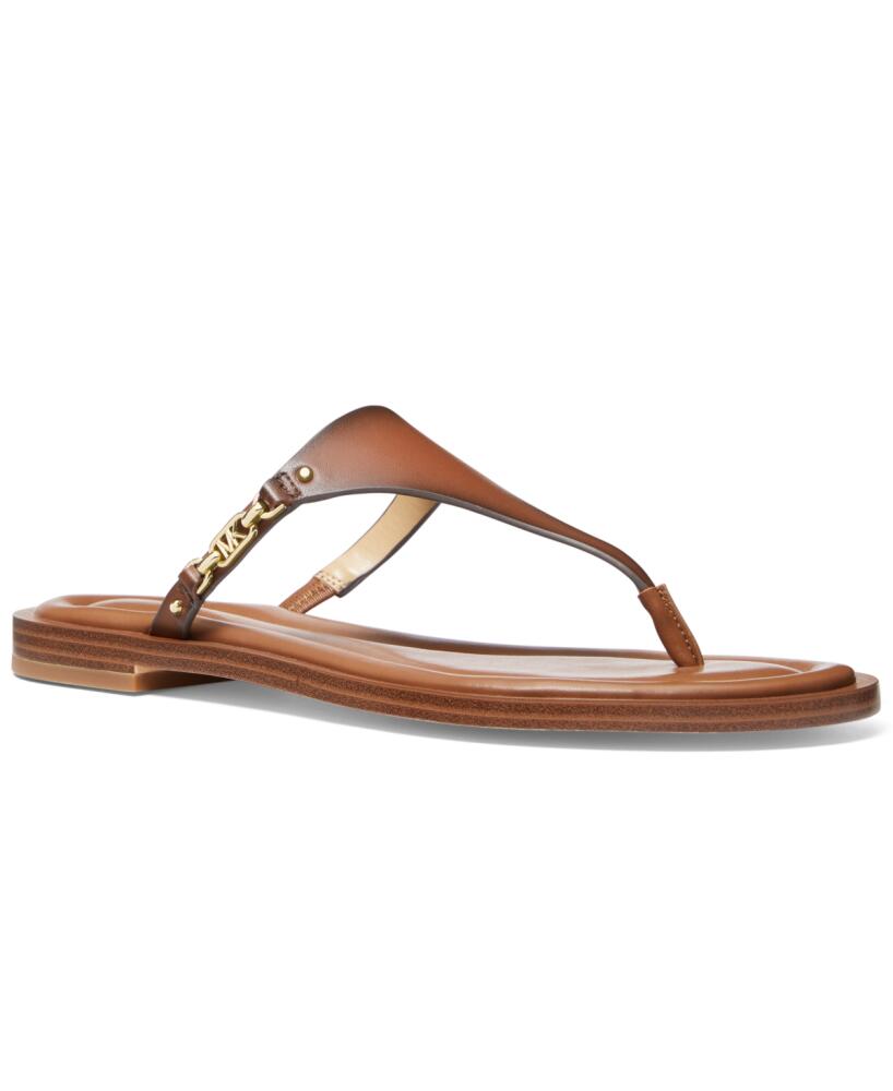 Michael Michael Kors Women's Daniella Leather Flat Thong Sandals - Luggage Cover