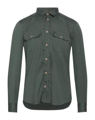 Finamore 1925 Man Shirt Dark green Cotton, Polyester, Elastane Cover