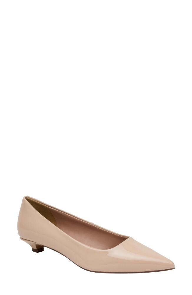 Linea Paolo Banks Patent Kitten Heel Pointed Toe Pump in Blush Cover