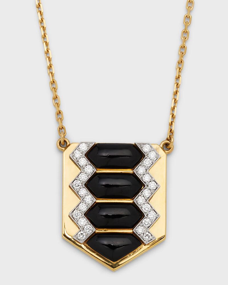 David Webb Motif Diamond & Black Enamel Shield Necklace Cover