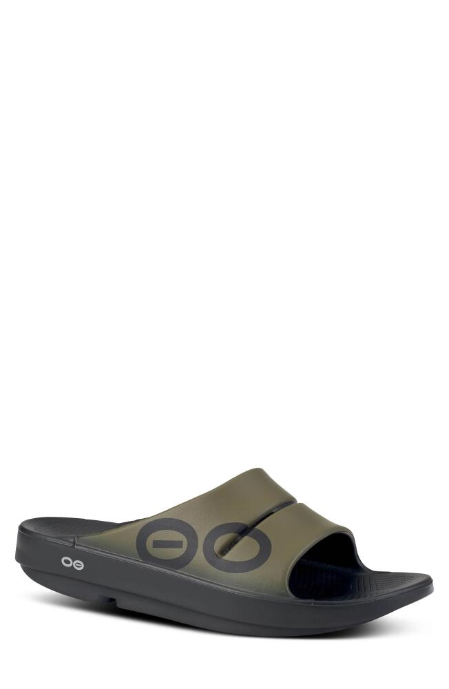 Oofos Ooahh Sport Slide Sandal in Tactical Green Cover