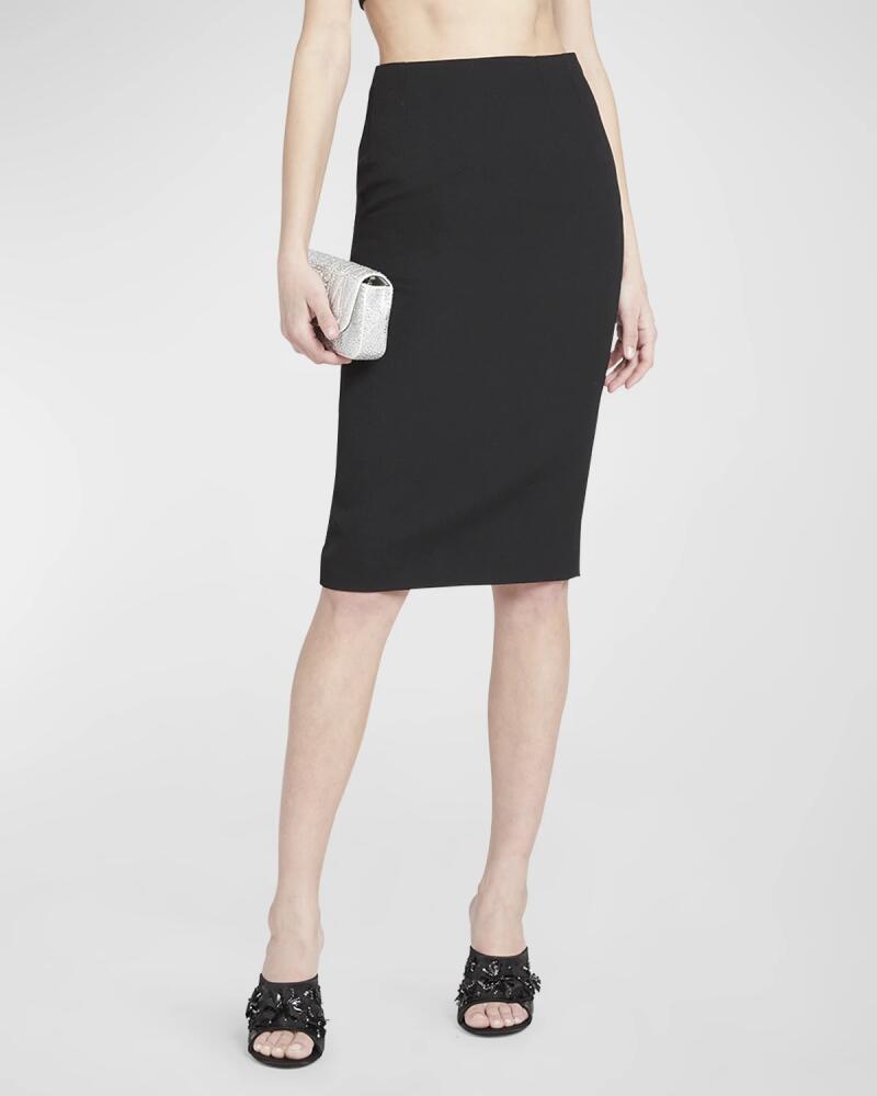 Versace Grain De Poudre Wool Straight Midi Skirt Cover