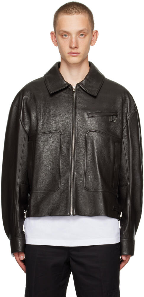 WOOYOUNGMI Brown Hardware Leather Jacket Cover