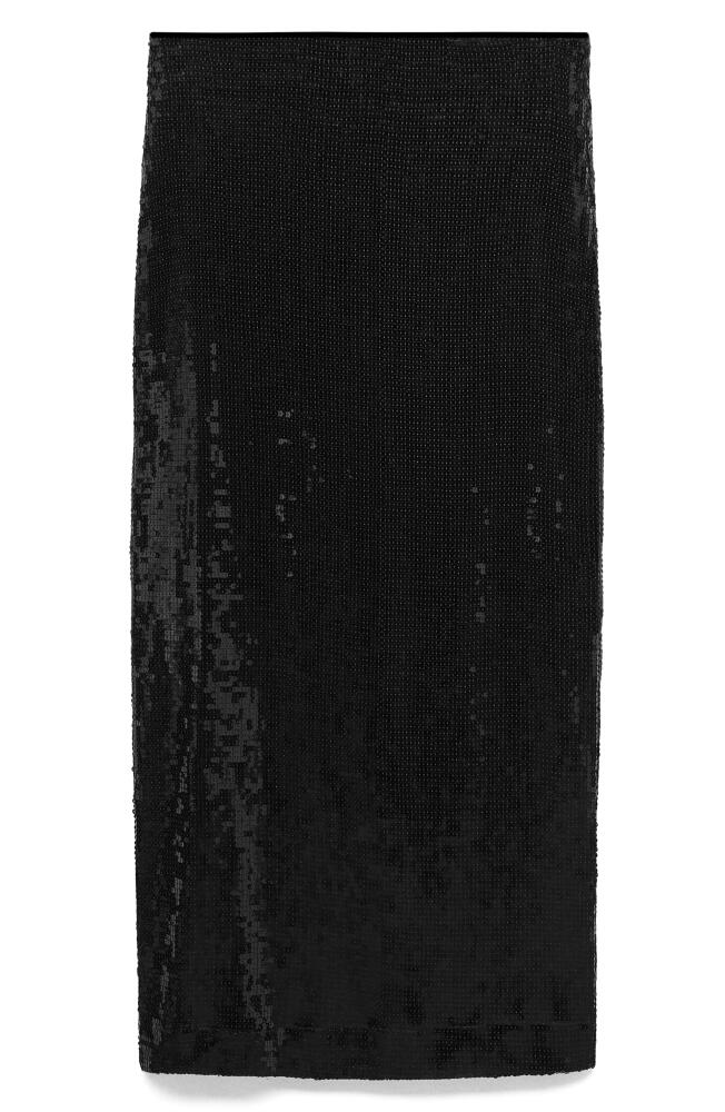 MANGO Sequin Midi Skirt in Black Cover