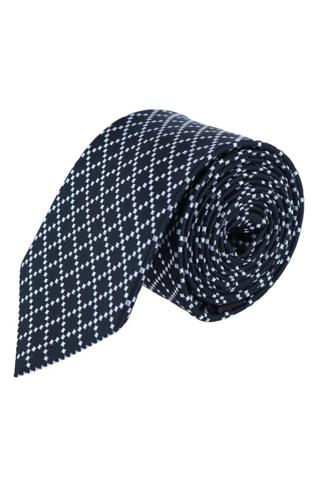 Trafalgar Rowan Geo Pattern Silk Tie in Black Cover