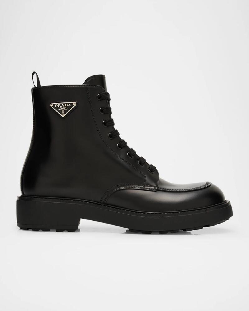 Prada Men's Leather Combat Boots Cover