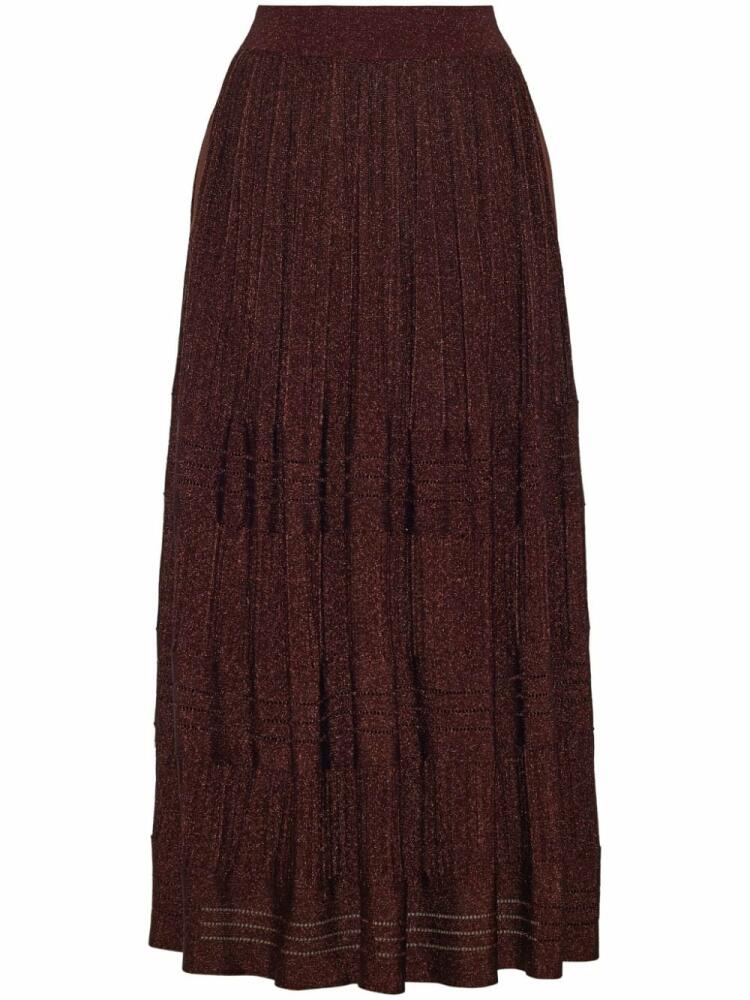 Adam Lippes ribbed-knit metallic skirt - Red Cover