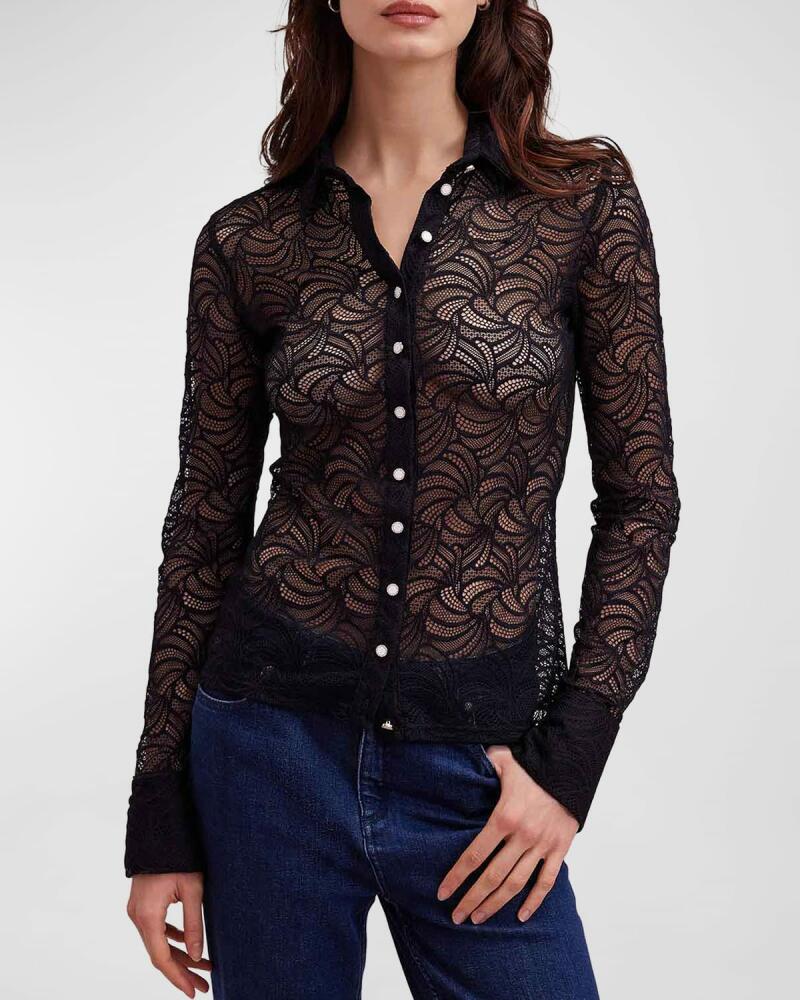 Anne Fontaine Atelier Button-Down Lace Shirt Cover