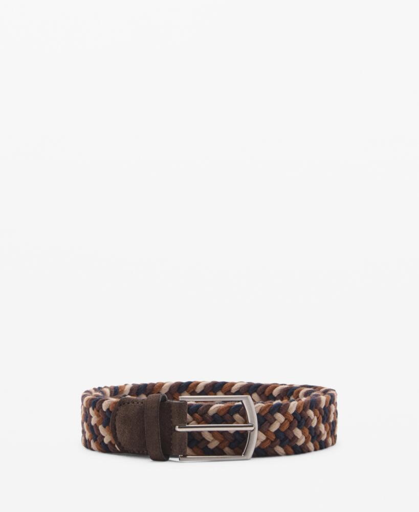 Mango Men's Braided Elastic Colored Belt - Brown Cover