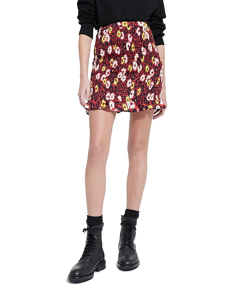 The Kooples Wild Blossom Smocked Mini Skirt Cover