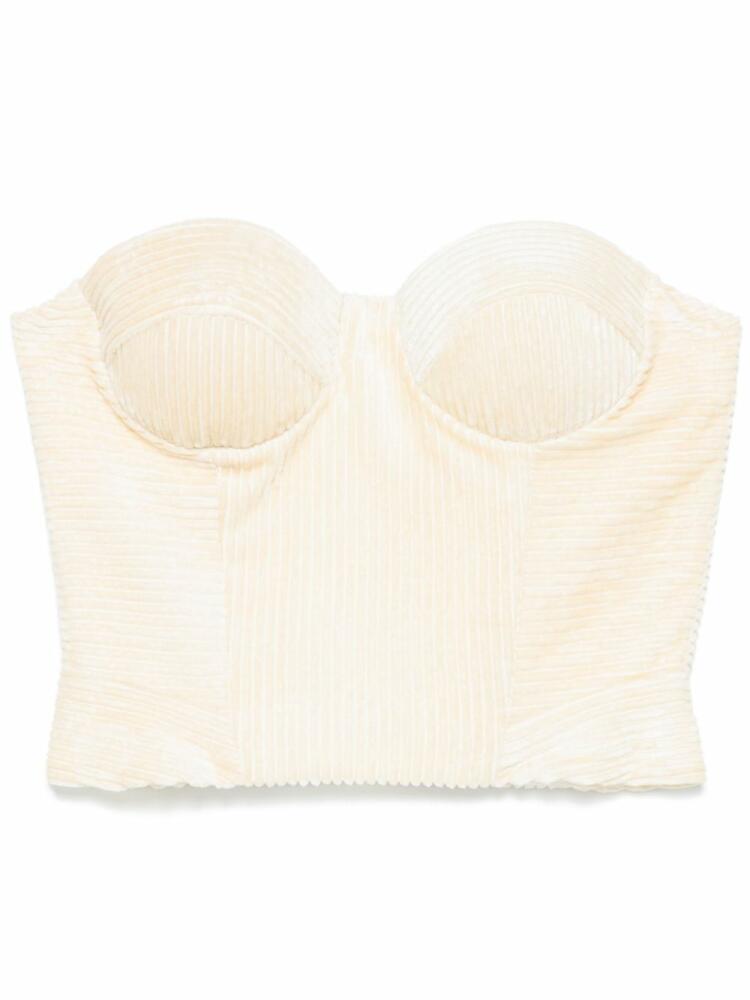 Ermanno Scervino ribbed velvet bustier top - Neutrals Cover