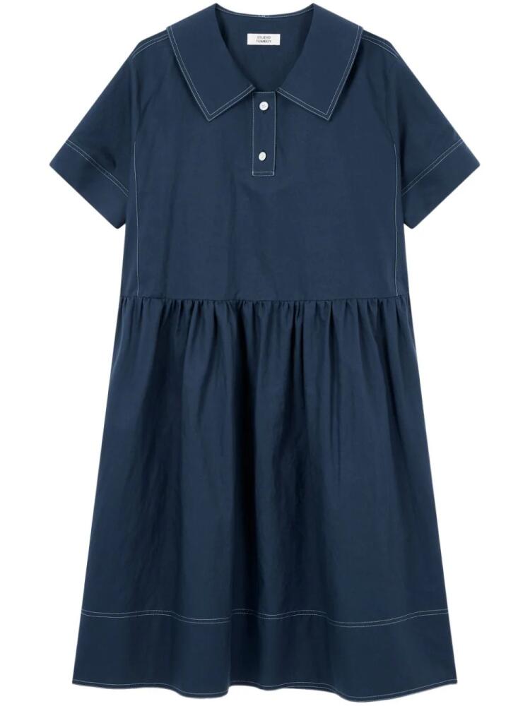 STUDIO TOMBOY collar-pointed midi dress - Blue Cover