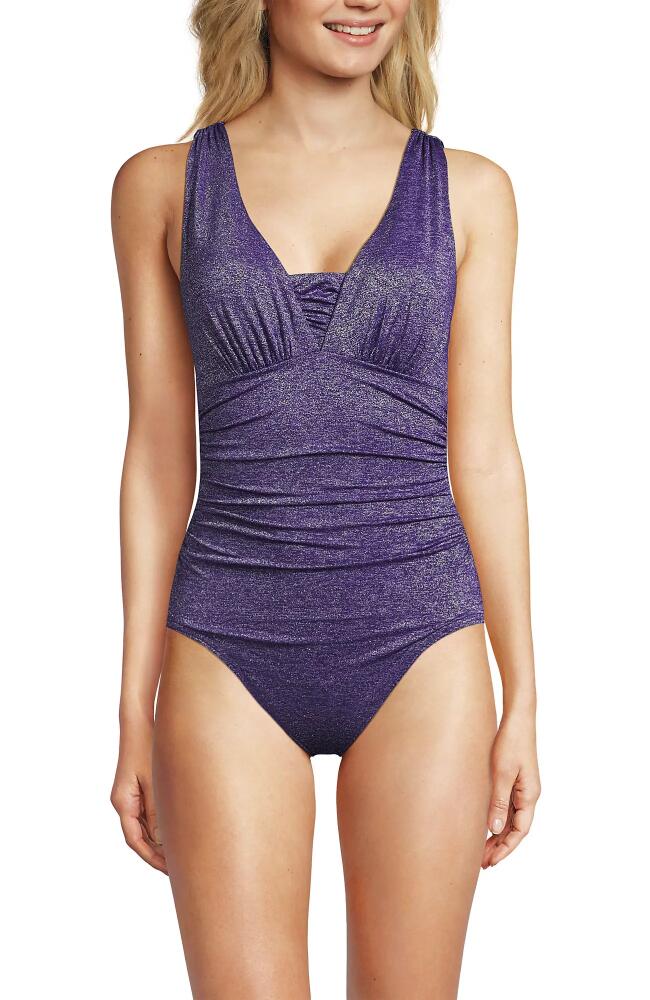 Lands' End SlenderSuit Grecian Tummy Control One Piece Swimsuit in Amethyst Shine Cover