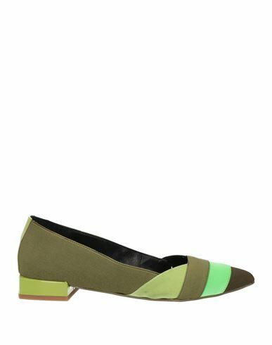 Daniele Ancarani Woman Ballet flats Military green Textile fibers, Leather Cover