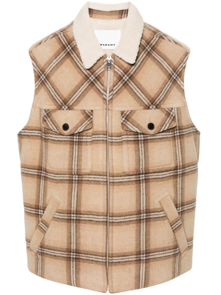 MARANT Kiran plaid-check gilet - Brown Cover