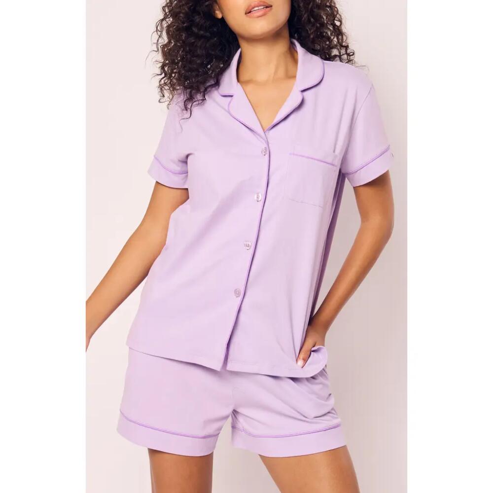 Petite Plume Luxe Pima Cotton Short Pajamas in Purple Cover