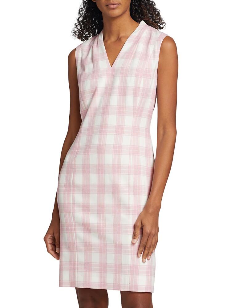 Elie Tahari Women's The Amelia Plaid Sheath Dress - Pink White Plaid Cover