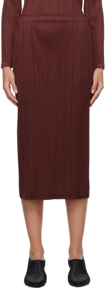 PLEATS PLEASE ISSEY MIYAKE Burgundy Monthly Colors October Maxi Skirt Cover