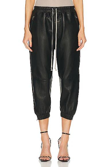 Rick Owens Cropped Track Pant in Black Cover