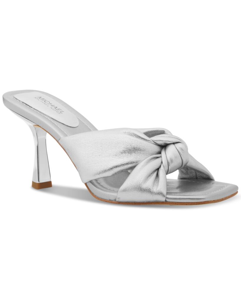 Michael Michael Kors Elena Knotted Strap High Heel Sandals - Silver Cover