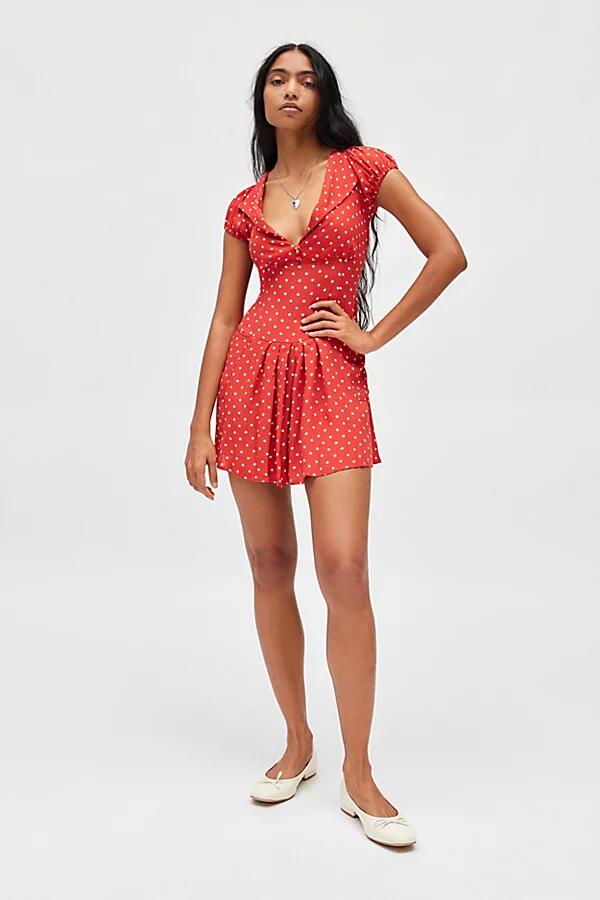 Kimchi Blue Vera Polka Dot Drop Waist Mini Dress in Red Cover