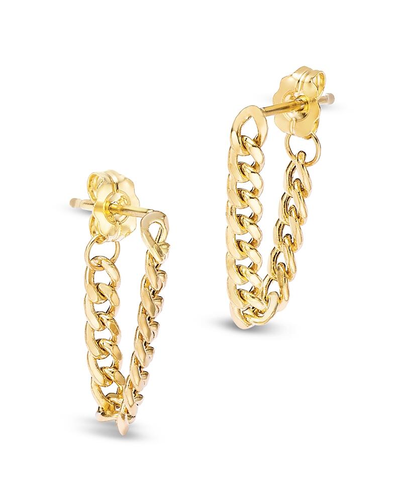 Zoe Chicco 14K Yellow Gold Heavy Metal Small Curb Link Chain Hoop Earrings Cover