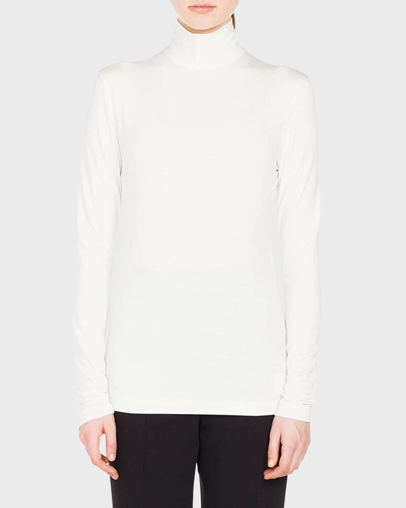 Akris punto Turtleneck Long-Sleeve Modal-Stretch Top Cover