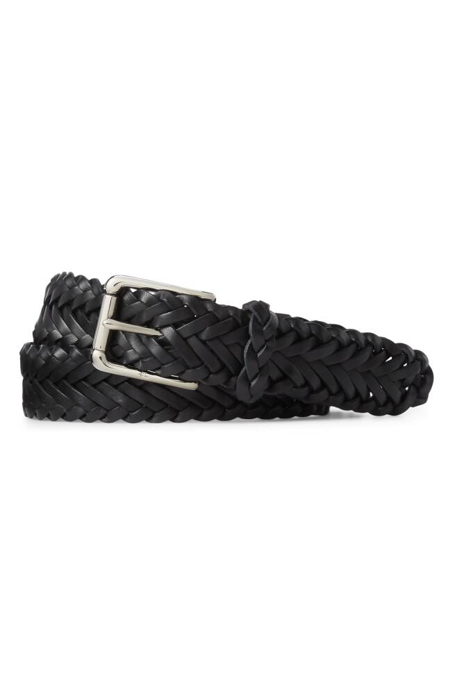 Ralph Lauren Purple Label Braided Leather Belt in Black Cover