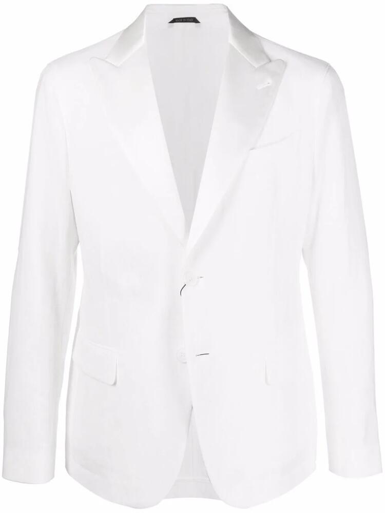 Giorgio Armani single-breasted linen blazer - White Cover