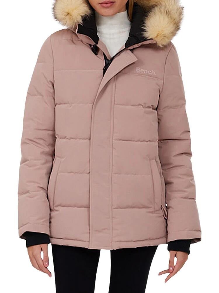 Bench. Women's Faux Fur Trim Puffer Jacket - Pink Cover